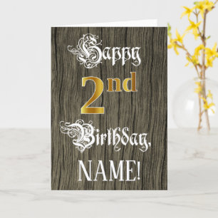 2nd Birthday: Faux Gold Look + Faux Wood Pattern Card