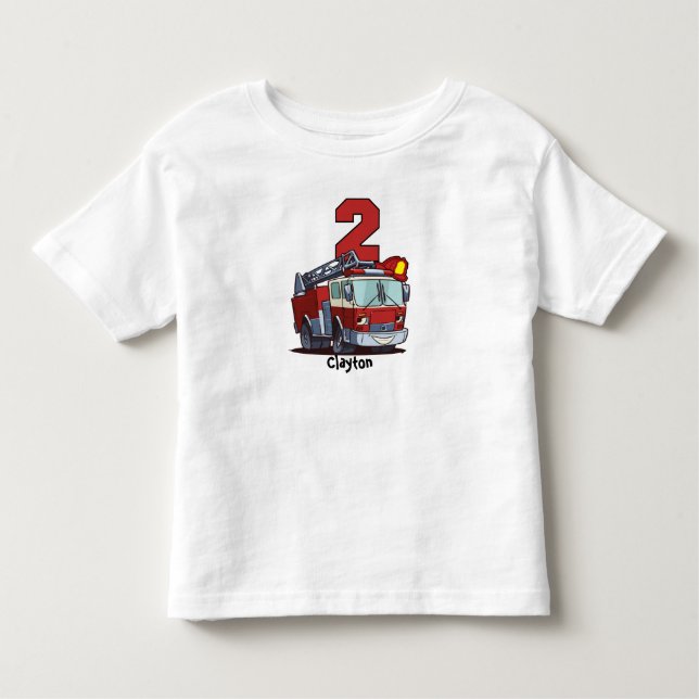 2nd Birthday Fire Truck Toddler T-Shirt (Front)
