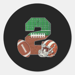 2nd Birthday Football Theme 2 Year Old Boy Party  Classic Round Sticker