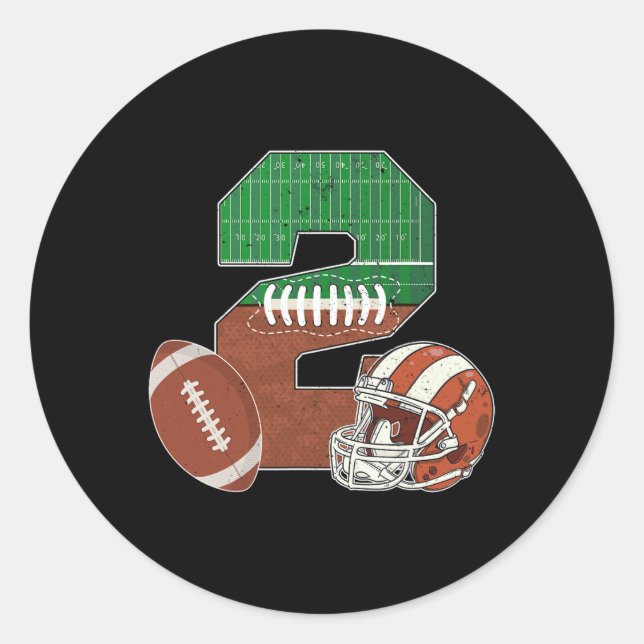 2nd Birthday Football Theme 2 Year Old Boy Party  Classic Round Sticker (Front)