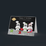 2nd Birthday For Grandson Greeting Cards<br><div class="desc">Wish your grandson a Happy 2nd Birthday with a card featuring three adorable racoon astronauts who have just landed on the moon. Some elements by La galerie de Jackie/Scrappin Doodles/J. Rett Graphics</div>