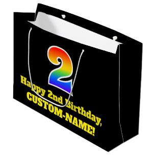2nd Birthday ~ Fun, Colourful, Vibrant, Rainbow 2 Large Gift Bag