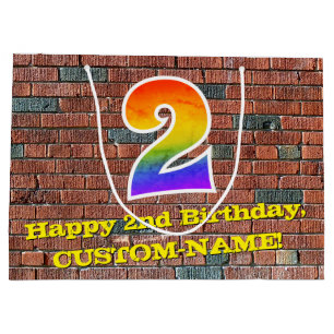 2nd Birthday: Fun, Graffiti-Inspired Rainbow # 2 Large Gift Bag