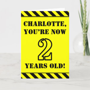 2nd Birthday: Fun Stencil Style Text, Custom Name Card