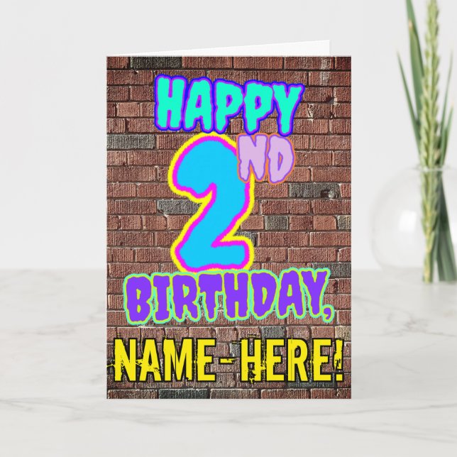2nd Birthday - Fun, Urban Graffiti Inspired Look Card (Front)