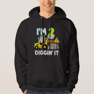 2nd Birthday Gift Construction Truck Party 2 Year  Hoodie