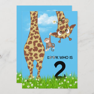 2nd Birthday Giraffe in Grass Invitation
