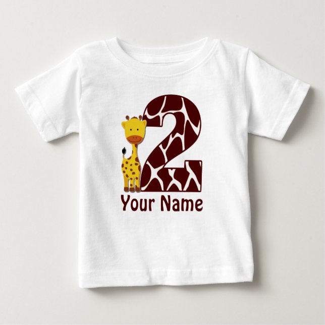 2nd Birthday Giraffe Personalised Shirt (Front)