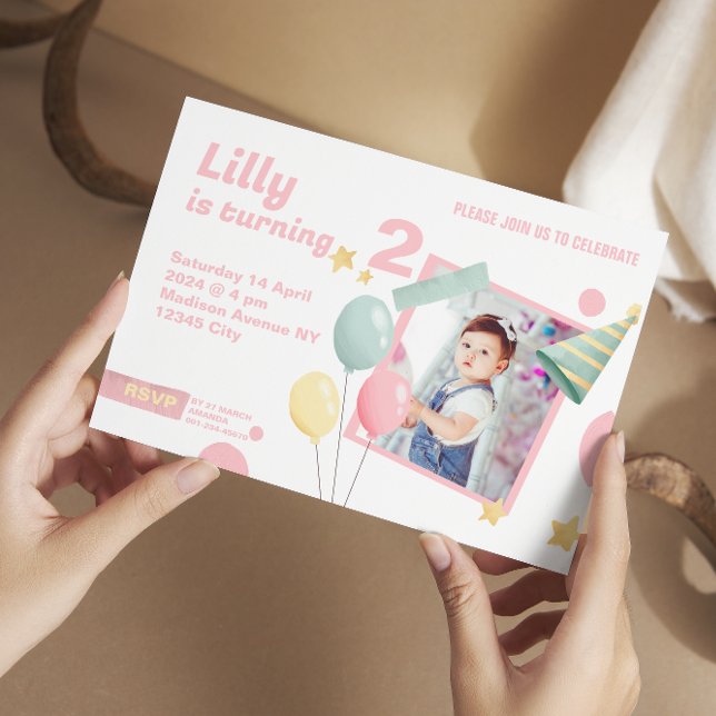 2nd Birthday girl Cute photo-booth Invitation  (Creator Uploaded)