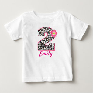 2nd Birthday Girl Hot Pink & leopard print Baby T-Shirt