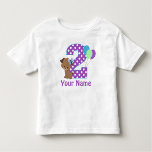 2nd Birthday Girl Puppy Personalised T Shirt