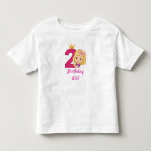 2nd Birthday Girl with Crown and Pink Number Toddler T-Shirt