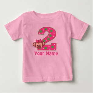 2nd Birthday Girls Monkey Personalised Shirt