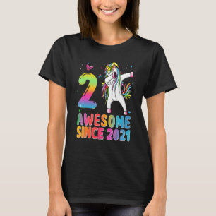 2nd Birthday Girls Teens Dabbing Unicorn 2 Year Ol T-Shirt