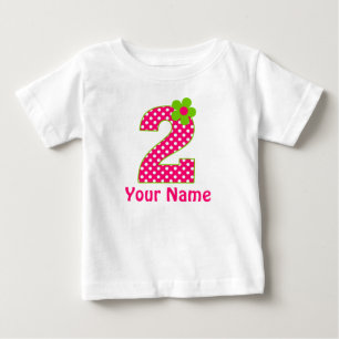 2nd Birthday Green and Pink Dot T-Shirt