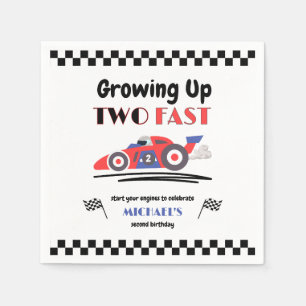 2nd Birthday Growing Up Two Fast Red Blue Race Car Napkin