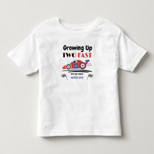 2nd Birthday Growing Up Two Fast Red Blue Race Car Toddler T-Shirt