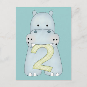 2nd Birthday Hippo Postcard