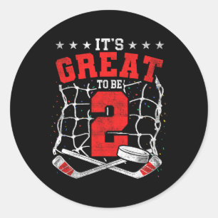 2nd Birthday Hockey Lovers It's Great To Be 2 Year Classic Round Sticker