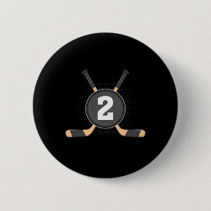 2nd Birthday Ice Hockey 2 Years Old Themed Birthda 6 Cm Round Badge