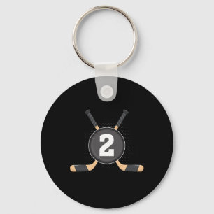 2nd Birthday Ice Hockey 2 Years Old Themed Birthda Key Ring