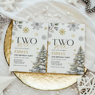 2nd Birthday Invitation, Gold Two Wild Birthday  Invitation