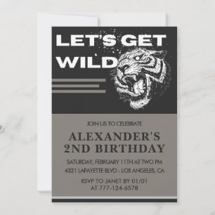 2nd birthday invitations Boy Party Let's Get Wild