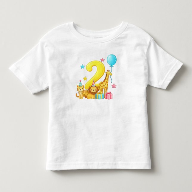 2nd Birthday Jungle Animals" Toddler T-Shirt (Front)