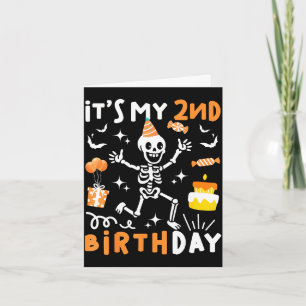 2nd birthday kids funny skeleton 2nd birthday card