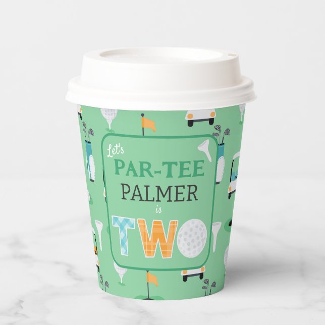 2nd Birthday Let's Par-tee Golf Party Paper Cups (Front)