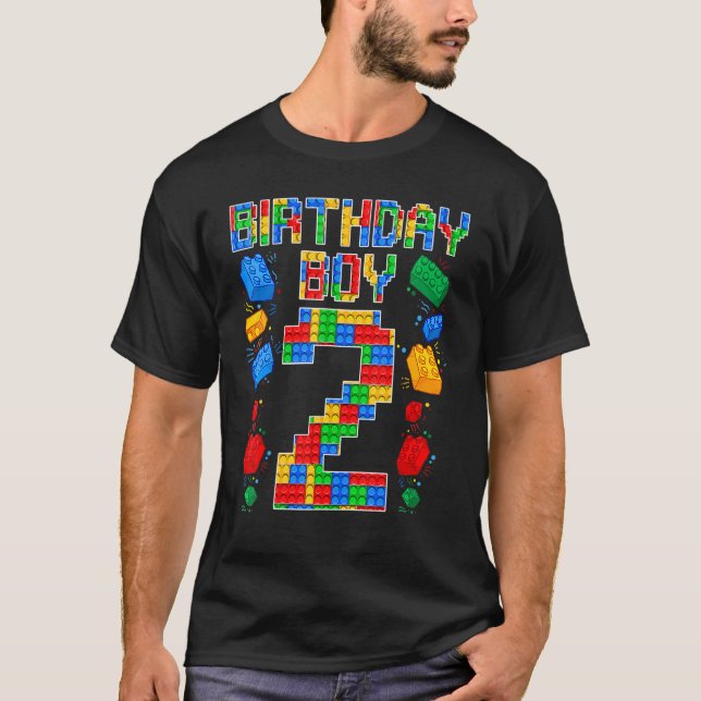 2nd Birthday Master BBuilder 2 Years Old Block Bui T-Shirt (Front)