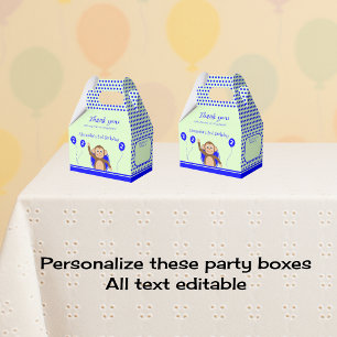 2nd birthday monkey blue green party favour box