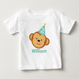 2nd Birthday Monkey Boy with Personalised Name Baby T-Shirt