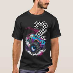 2nd Birthday Monster Truck Boys 2 Two racing car f T-Shirt