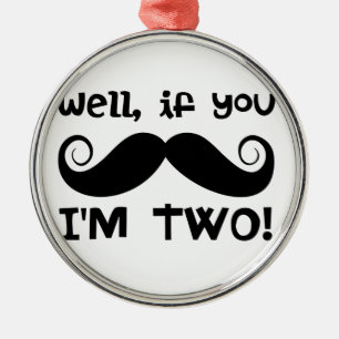 2nd Birthday Moustache Metal Tree Decoration