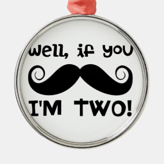 2nd Birthday Moustache Metal Tree Decoration