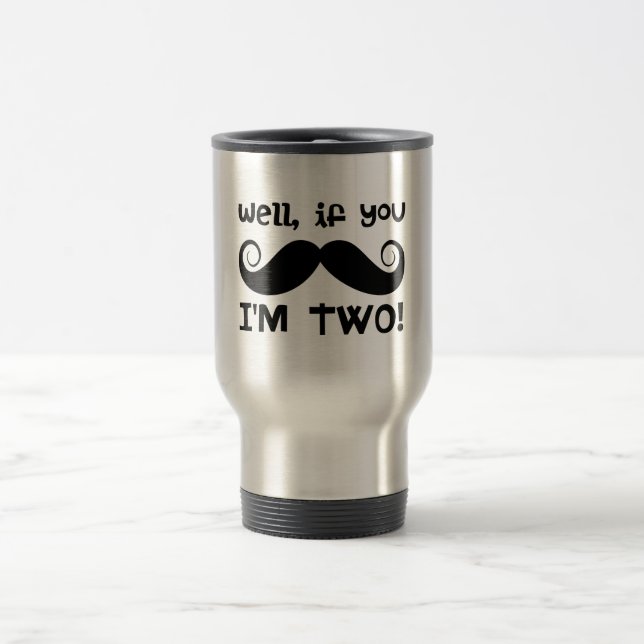 2nd Birthday Moustache Travel Mug (Center)