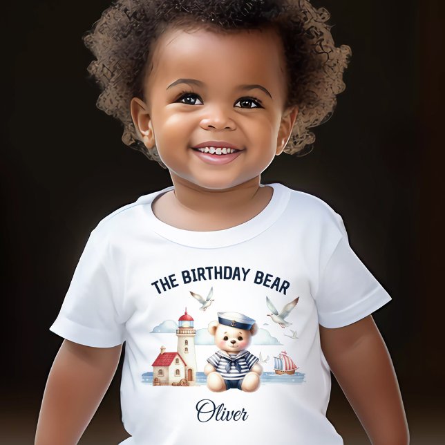 2nd Birthday Nautical Sailor Cute Bear Boy Name Toddler T-Shirt (2nd Birthday Nautical Sailor Cute Bear Boy Name Toddler T-shirt)