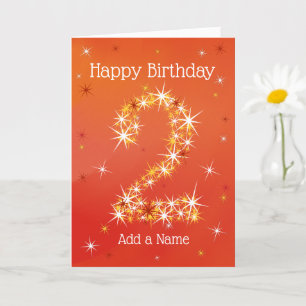 2nd Birthday - Number 2 in Stars - Red - Age Card