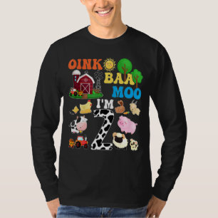 2nd Birthday Oink Baa Moo Im 2 Toddler Farm Birthd T-Shirt