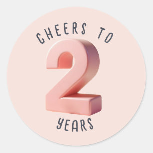 2nd Birthday or Anniversary 3D Number Milestone Classic Round Sticker