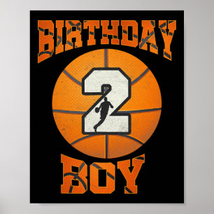 2nd Birthday Outfit Boy Basketball Second 2 Year O Poster