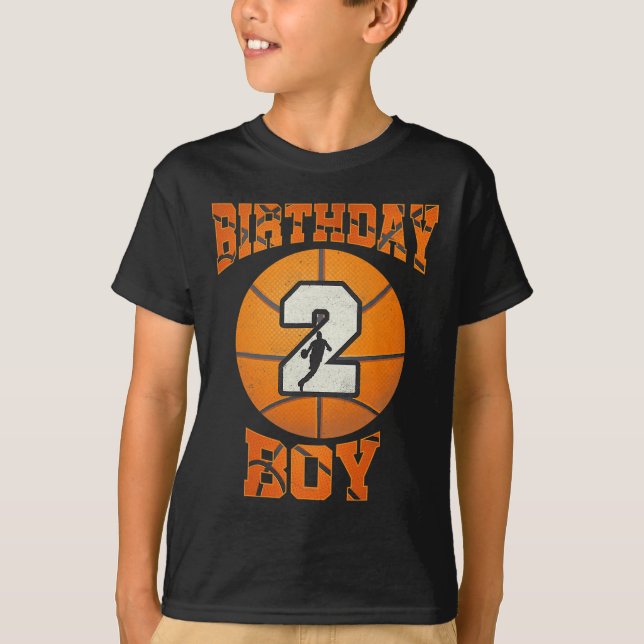 .2nd Birthday Outfit Boy Basketball Second 2 Year  T-Shirt (Front)