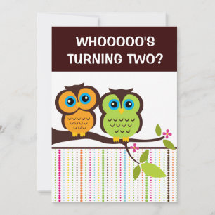 2nd Birthday Owl Theme Party Invitations