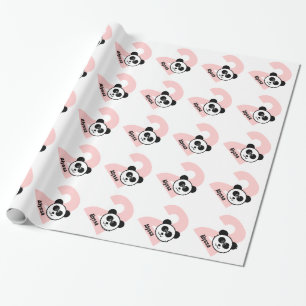 2nd Birthday PANDA Two Year Old Custom Girl Name Wrapping Paper