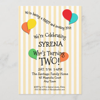 2nd Birthday Party Add a Photo Balloons Invitation
