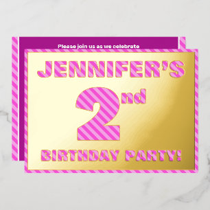 2nd Birthday Party — Bold, Fun, Pink Stripes # 2