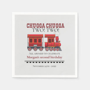 2nd Birthday Party Cute Red Western Train Napkin