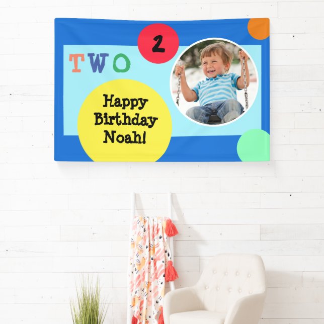 2nd Birthday Party Decor Colourful  Banner (Insitu)