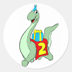 2nd Birthday Party Dinosaur Sticker